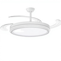 Ventilateur de plafond LED rétractable de 42 pouces avec moteur DC en fer, éclairage intérieur moderne avec télécommande pour salon et chambre à coucher