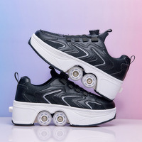 Chaussures à roulettes double fonction avec 4 roues pliables pour usage domestique et urbain, tige respirante, vente en gros