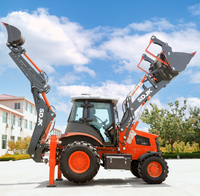 Pengiriman Gratis CE/EPA EURO 5 Mini Backhoe Loader Cina untuk Pertanian 4*4 Roda Backhoe Loader Traktor Kompak Dengan Loader dan Backhoe