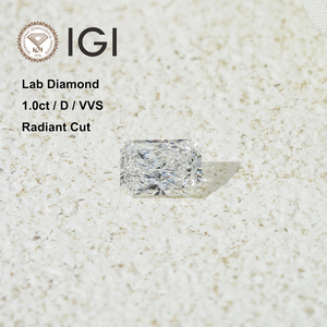 Diamant en vrac certifié IGI Starsgem, 1,0 ct, couleur DEF, pureté VVS, taille Radiant, diamants HPHT CVD, diamant cultivé en laboratoire - Product Image 1
