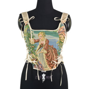 Women Sexy Slim Cropped Tube Top Jacquard Corset Painterly Style Bustier Body Shaper Push up Corset <b>Ribbon</b> - Product Image 5