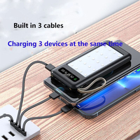 Station d'alimentation portable mini 10000mAh Li-Polymère avec écran LED, 4 câbles intégrés, Type-C USB DC, haute capacité, sortie 10W
