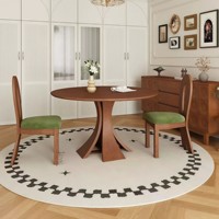 Table à manger en bois de style vintage DISHI, pour usage domestique, petit appartement, couleur noyer, style simple du milieu du siècle