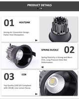 Spot LED COB encastré 5-12W anti-éblouissement, économie d'énergie, dimmable Triac Zigbee Dali 0-10V, CCT CRI personnalisable pour projets commerciaux