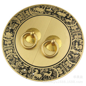 มือจับตู้ทองเหลืองสไตล์จีนรูปทรงวงแหวนขัดเงาทนทานสำหรับประตูตู้ - Product Image 2