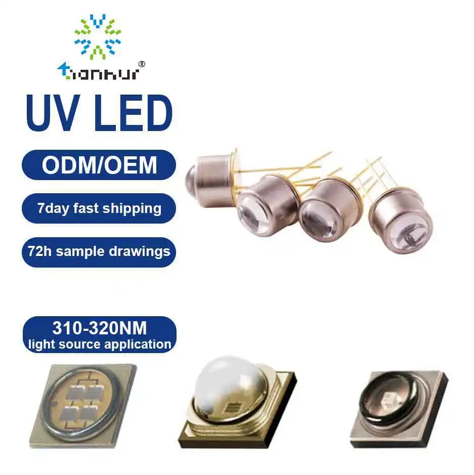 Đèn UV Diệt Khuẩn Thử Nghiệm Sinh Hóa Vỏ Kim Loại UVA LED Vỏ Kim Loại UV TO39 340nm TO39