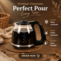 Verseuse en verre de rechange pour cafetière à filtre professionnelle, pour une préparation durable en restauration, et pot en verre de rechange pour mixeur