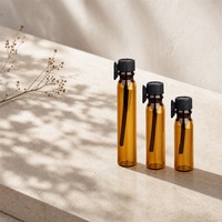 Botol Sampel Kaca Amber Mini dengan Tutup Sekrup Hitam, Botol Penetes Kaca Kosong, Grosir, Supplier Logo Custom