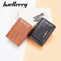 Dompet Wanita Baellerry dengan Resleting, Kulit PU Custom, Dompet Panjang untuk Kartu Identitas, Kartu Bank, dan Uang Koin, Dompet Lipat Tiga, Billeteras Para Mujer