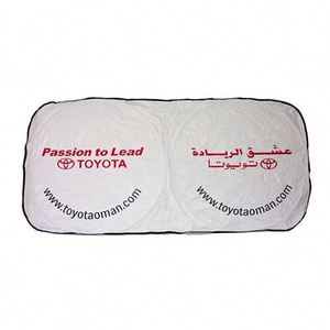 Pare-soleil rétractable de luxe pour pare-brise de voiture en tissu argenté enduit de polyester, vente en gros à prix abordable - Product Image 3