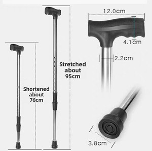 Bâtons de marche/cannes télescopiques en acier inoxydable pour personnes âgées, directement du fabricant - Product Image 2