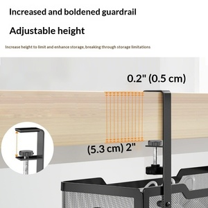 Panier de rangement suspendu en métal pour <span class=keywords><strong>table</strong></span>, sans perçage, avec longueur réglable rétractable pour rangement de prises sous la <span class=keywords><strong>table</strong></span> - Product Image 4