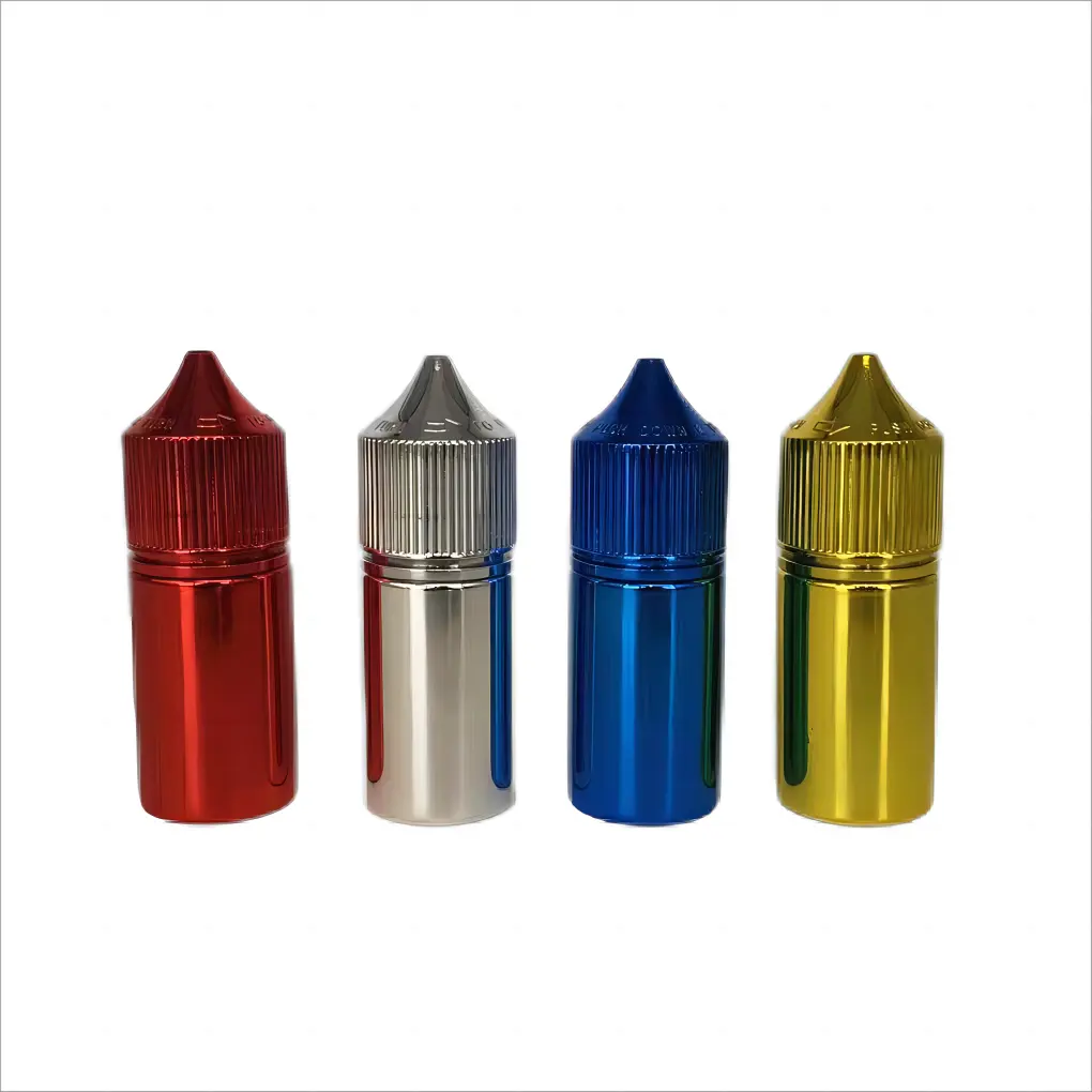 Hete Plating Goud Zilverachtig Rode Kleur 1ozs 30Ml V3 Vloeibare Druppelfles Etherische Olie Pet Knijpfles