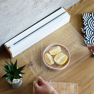 Coupe-film alimentaire magnétique en bambou noir 1 couche, boîte de rangement de cuisine, outil multifonctionnel - Product Image 2