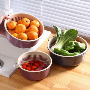 Double Layer Plastic Colander Strainer Set For Kitchen Vegetable Fruit Washing Drain <b>Basket</b> - Product Image 1