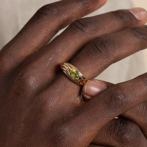 Cincin Dome Tebal Bentuk Pir Zaitun Emas Harga Grosir Gemnel Fashion 925 - Product Image 3