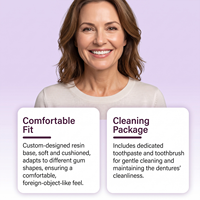 Prótesis Dentales Premium de Silicona Moldeable por Calentamiento y Presión, 1 Set con Adhesivo para Uso Diario en Hombres y Mujeres