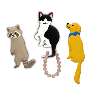 GABANA Crochets muraux personnalisés en forme d'animaux, en PU GEL PVC, autocollants, capacité de charge 300-500g, design flexible - <span class=keywords><strong>Porte</strong></span>-clés chat mignon, cadeau - Product Image 3