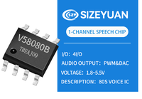 YSTEK V58080B Puce vocale OTP 1 canal de 16 secondes avec alimentation 1,8-5,5 V pour jouets en peluche