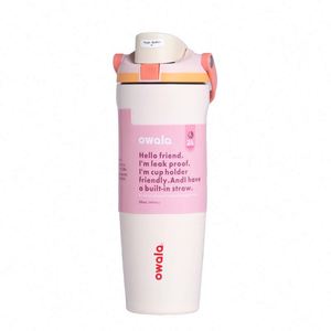 owala Macaron Candy Color for Luxury <b>Vacuum</b> Insulated 30oz Stainless Steel <b>Portable</b> Dual Drinking Straw Car Cup with Gift Box - Product Image 4