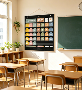Calendario Educativo de Bolsillo con 96 Tarjetas de Aprendizaje, Tabla Colgante para el Aula y Niños en Educación Escolar en Casa - Product Image 1