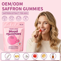Gummies de bien-être en marque blanche OEM, supplément au safran avec saveur, couleur, forme et design de pochette personnalisés