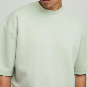 <span class=keywords><strong>T</strong></span>-<span class=keywords><strong>Shirt</strong></span> di Lusso Stile <span class=keywords><strong>Scuba</strong></span> con Spalle Scoperte, 100% Cotone, Stampa Personalizzata del Logo, Verde Chiaro Tinta Unita per Uomo - Product Image 3