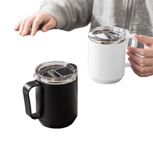Vente en gros de gobelets isothermes en acier inoxydable à double paroi de 12 oz et 14 oz, avec poignée, pour le camping et les voyages - Product Image 6