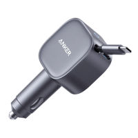 Cargador de Coche Anker A2738 Nano75W con Cable USB-C Retráctil Integrado, Carga Rápida Dual de 45W+30W para iPhone, Samsung y Laptops