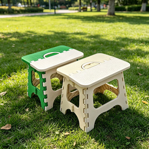 Portable <b>Plastic</b> Folding <b>Stool</b> Green Khaki Lightweight Collapsible For Home Outdoor Fishing - Product Image 4