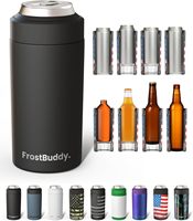 Refroidisseur de canettes universel Frost Buddy - Convient aux canettes fines, 12 &amp;   16oz (Noir Mat) |   20 fois plus froid, restaure la fraîcheur jusqu'à 24 heures |   Élégant