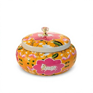 Round metal Food <b>Storage</b> <b>Container</b> With Lid Floral Design Airtight <b>Kitchen</b> Use Party Occasion - Product Image 6