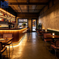 Meubles de bar complets sur mesure, comptoir de bar en bois, banquettes, décoration intérieure pour restaurant et café