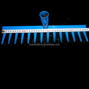 Râteau à <span class=keywords><strong>foin</strong></span> en acier inoxydable rouge et vert au meilleur prix avec manche en <span class=keywords><strong>bois</strong></span>, 14 dents, longueur des dents de 5 cm, garantie de 3 ans - Product Image 2