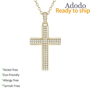 Factory Trendy Jewelry Insert Zircon 14k Gold Filled Tarnish Free Waterproof Orthodox <b>Cross</b> Necklace Dainty for Unisex - Product Image 1