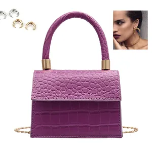 Luxury Mini Women Hand Bags and Earings Set Women Patent Leather Handbags Ladies Small Shoulder Crossbody Purses