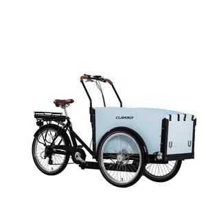 China Factory EU warehouse Electric Cargo Bike Front wooden Box Shimano 7 SP 24 inch Family Cargo Bike for family and Loading