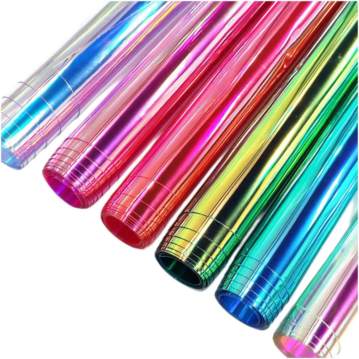 Aangepaste Dikte Regenboog Pvc Holografische Waterdichte Film Transparant Plastic Pvc Film Roll Met Kleur Custom