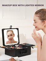 Boîte à cosmétiques en aluminium avec éclairage LED, 3 luminosités réglables, avec miroir