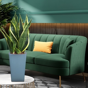 Jardinière carrée moderne à motif de briques 3D pour intérieur/extérieur, grande jardinière en plastique avec <span class=keywords><strong>arrosage</strong></span> automatique - Product Image 5