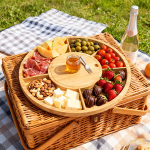 कस्टम डिजाइन सही उपहार पसंद बांस पनीर बोर्ड सेट Charcuterie थाली सेवारत घूर्णन ट्रे - Product Image 1