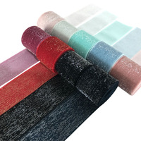 Ruban en velours métallique à paillettes, 10mm, 15mm, 25mm, 40mm, ruban en velours métallique pour bricolage, décoration cadeau, sans élasticité, 100 mètres