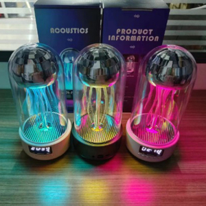 Reloj Despertador Colorido en Oferta, Lámpara Nocturna Ambiental Recargable por USB, Altavoz <span class=keywords><strong>Bluetooth</strong></span> <span class=keywords><strong>con</strong></span> Forma <span class=keywords><strong>de</strong></span> Medusa LED - Product Image 2