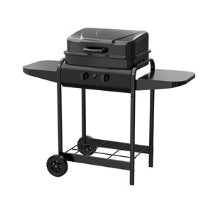 Word Outdoor Gas Grill Double Burner <b>Smokeless</b> Trolley With Wheels For Backyard <b>BBQ</b> - Product Image 3