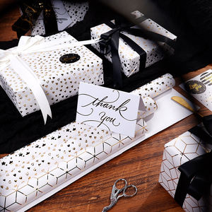 Venta al por mayor 80g cumpleaños Hot Stamping ArtPaper Tissue 43*300cm regalo de lujo embalaje personalizado rollo de papel de regalo - Product Image 4