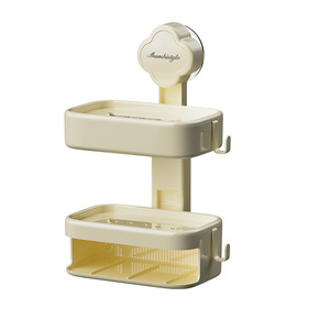 <span class=keywords><strong>Porte</strong></span>-<span class=keywords><strong>savon</strong></span> mural à ventouse avec égouttoir et support pour éponge, sans perçage, pour murs de salle de bain - Product Image 1