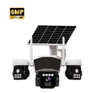4G SIM 카드 6MP 3 렌즈 태양광 네트워크 카메라 3PTZ 3 화면 홈 무선 동작 감지 방수 CCTV 보안 카메라 - Product Image 1