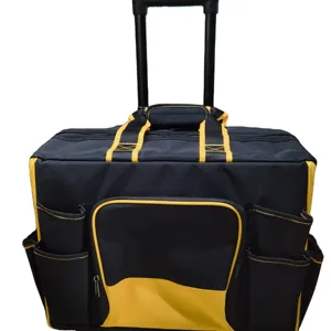 Taşınabilir yüksek kapasiteli dayanıklı alet çantası çekme çubuğu ile tekerlekli tekerlekli çanta alet çantası