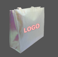 Sac de shopping en PP non tissé laminé métallisé or argent brillant recyclé personnalisé avec impression de logo