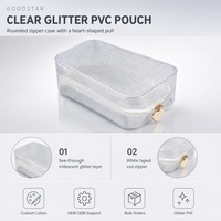 Sac de rangement GOODSTAR pour tuiles de mahjong à paillettes argentées, pochette transparente en PVC avec fermeture éclair, étui de transport étanche, vente en gros, OEM